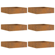 Tuinrand cortenstaal roestig 50x50x13 cm 6 stuks