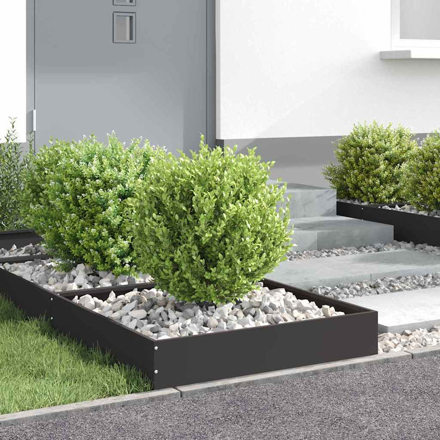 Tuinrand 6 pcs Zwart 60 x 60 x 13 cm Staal