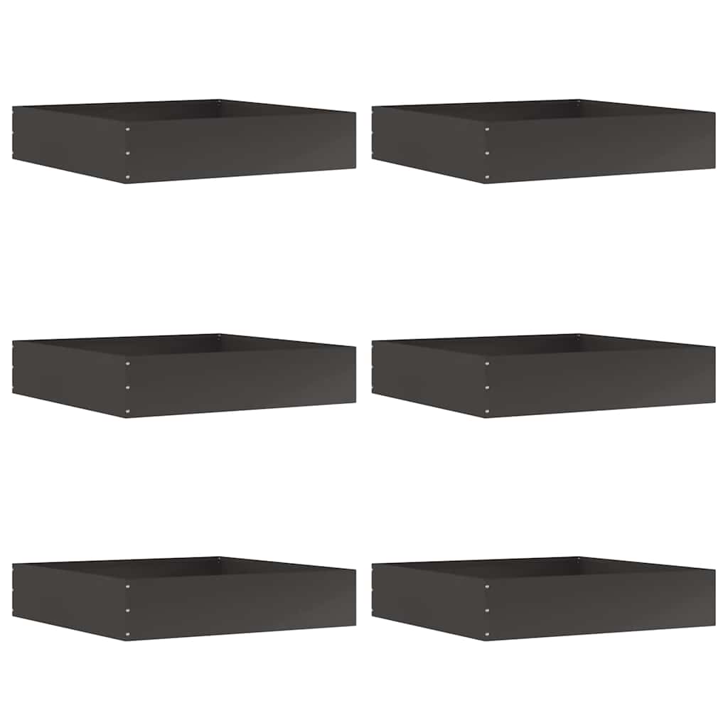 Tuinrand 6 pcs Zwart 60 x 60 x 13 cm Staal