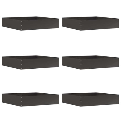 Tuinrand 6 pcs Zwart 60 x 60 x 13 cm Staal