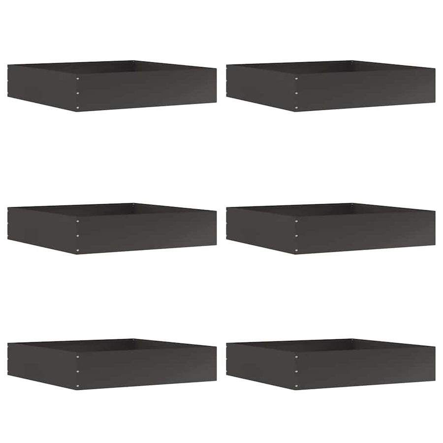Tuinrand 6 pcs Zwart 60 x 60 x 13 cm Staal