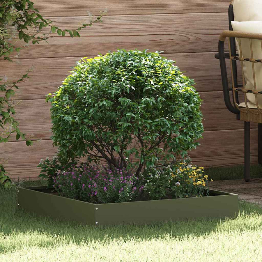 Tuinrand 6 pcs Olijf Groen 60 x 60 x 13 cm Staal