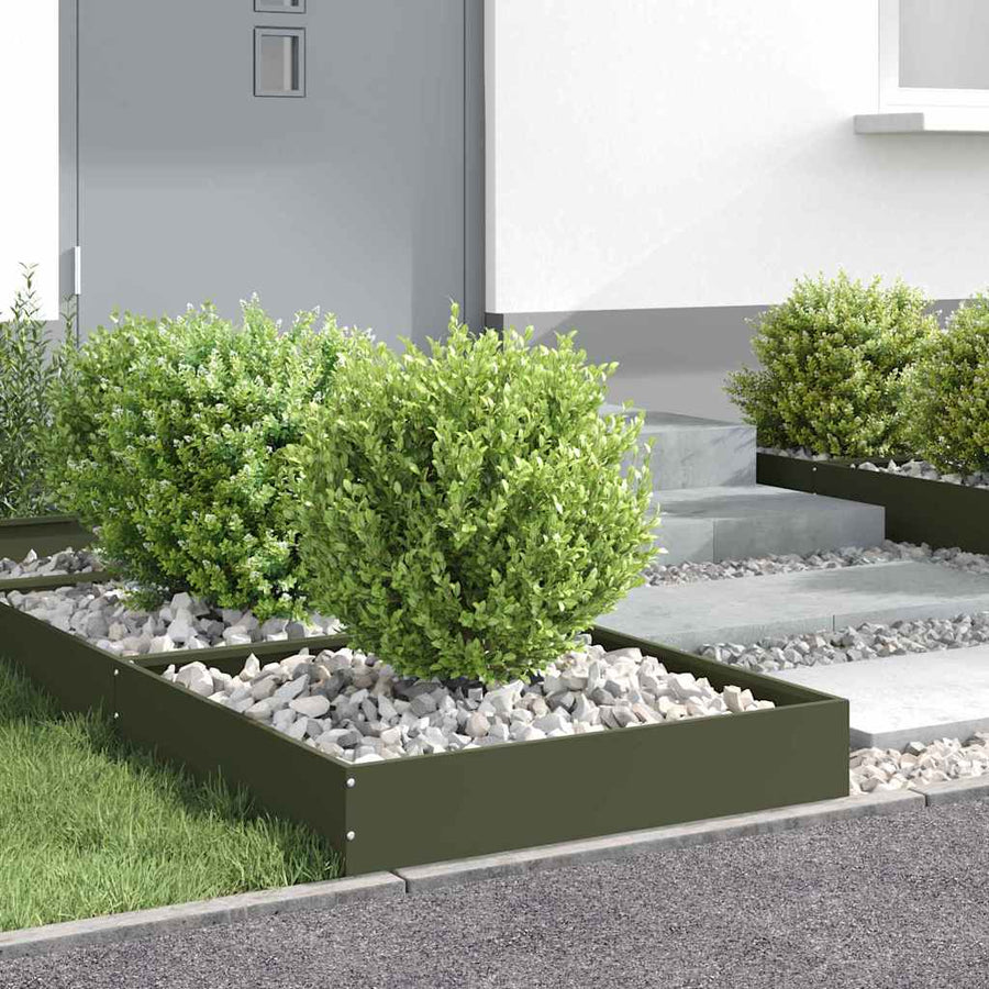 Tuinrand 6 pcs Olijf Groen 60 x 60 x 13 cm Staal