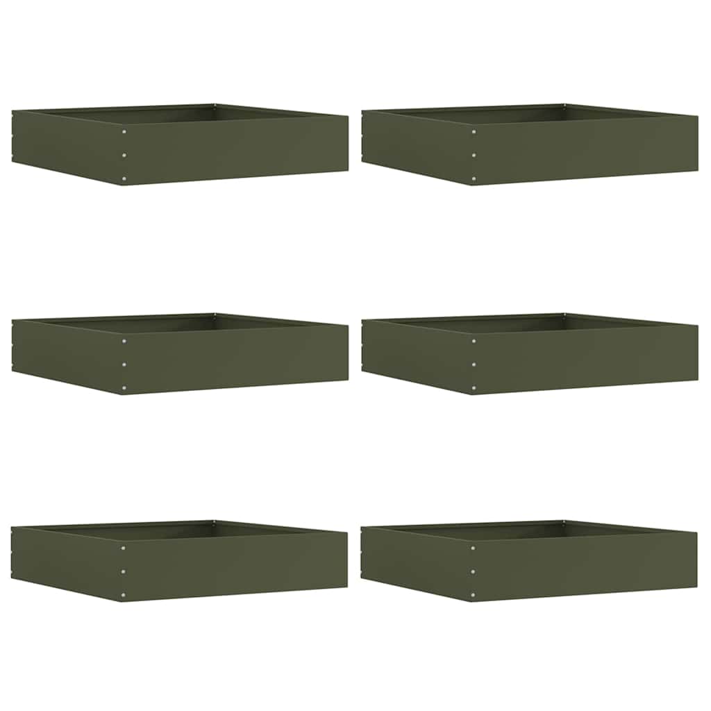 Tuinrand 6 pcs Olijf Groen 60 x 60 x 13 cm Staal