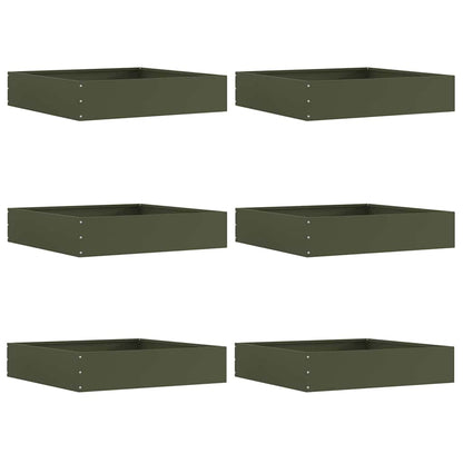 Tuinrand 6 pcs Olijf Groen 60 x 60 x 13 cm Staal