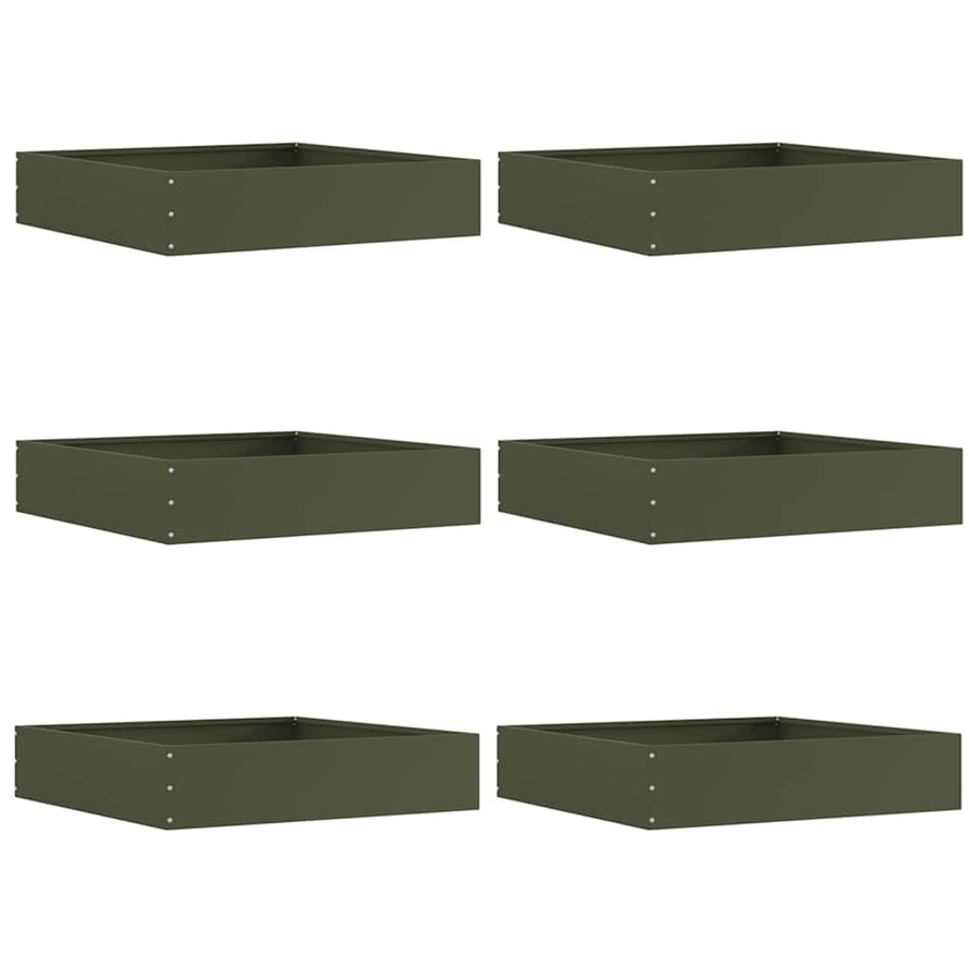 Tuinrand 6 pcs Olijf Groen 60 x 60 x 13 cm Staal