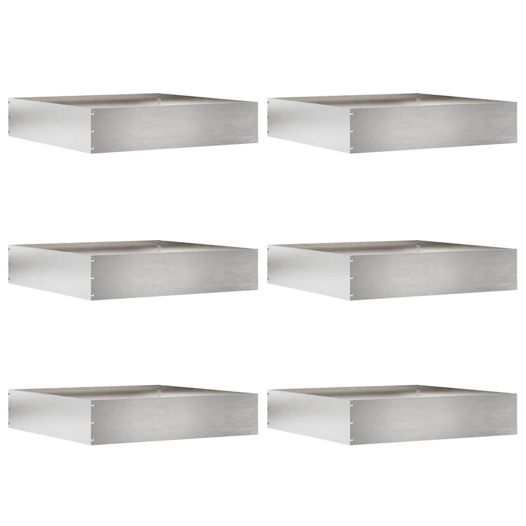 Tuinrand 6 pcs Zilver 60 x 60 x 13 cm Roestvrij staal