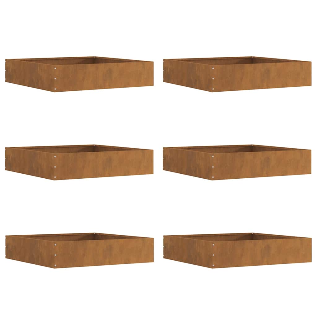 Tuinrand 6 pcs Roestig 60 x 60 x 13 cm Cortenstaal