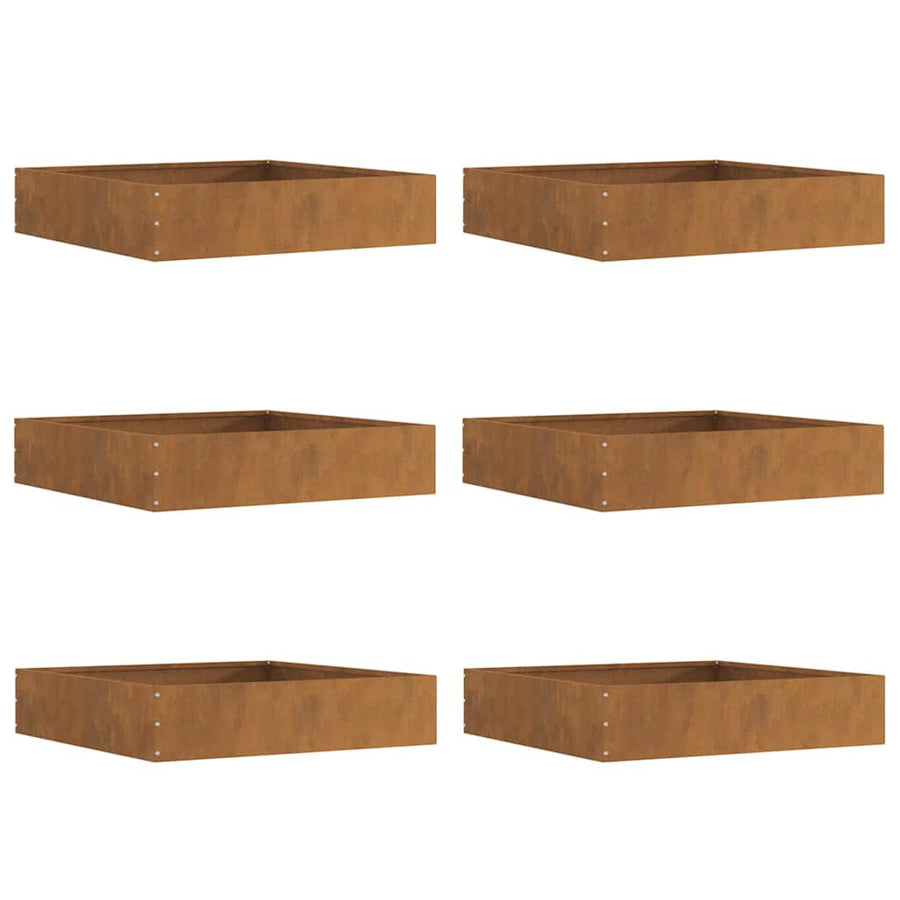 Tuinrand 6 pcs Roestig 60 x 60 x 13 cm Cortenstaal