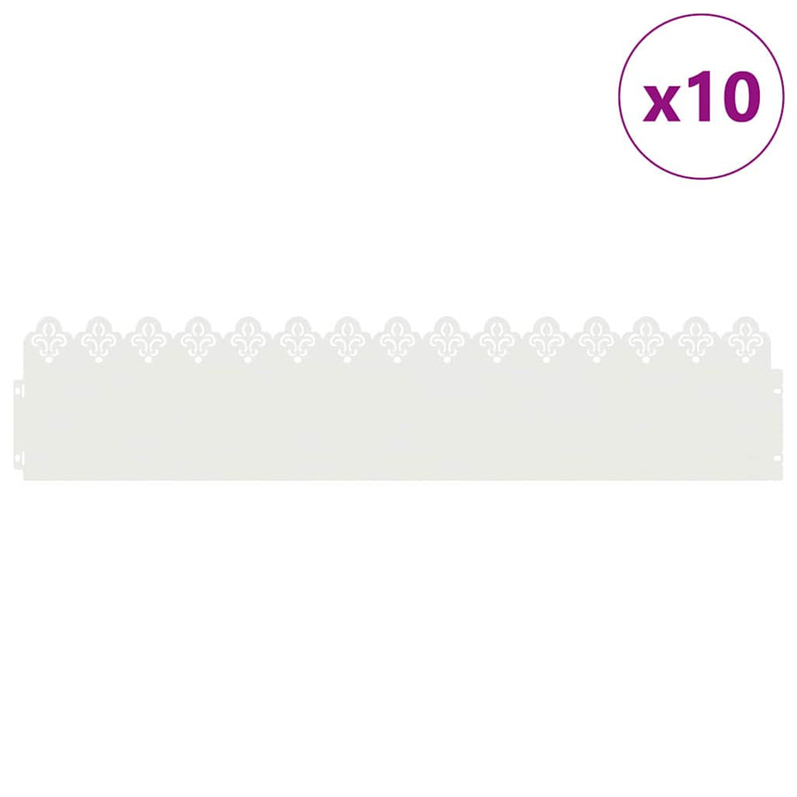 Gazonranden 10 pcs Wit 103 x 0,05 x 22 cm Staal