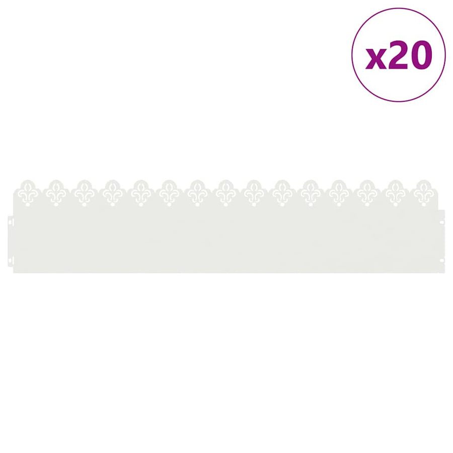 Gazonranden 20 pcs Wit 103 x 0,05 x 22 cm Staal