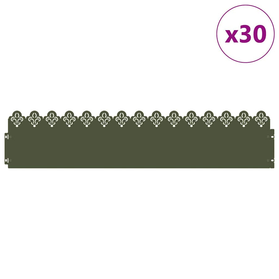 Gazonranden 30 pcs Olijf Groen 103 x 0,05 x 22 cm Staal