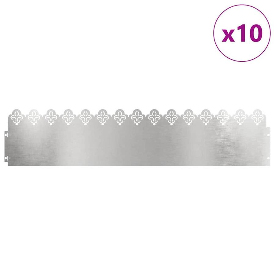 Gazonranden 10 pcs Zilver 103 x 0,05 x 22 cm Roestvrij staal