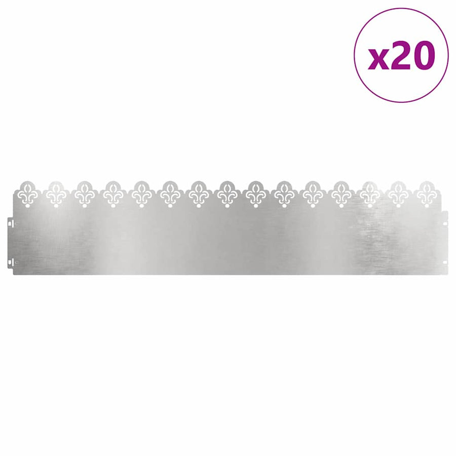Gazonranden 20 pcs Zilver 103 x 0,05 x 22 cm Roestvrij staal