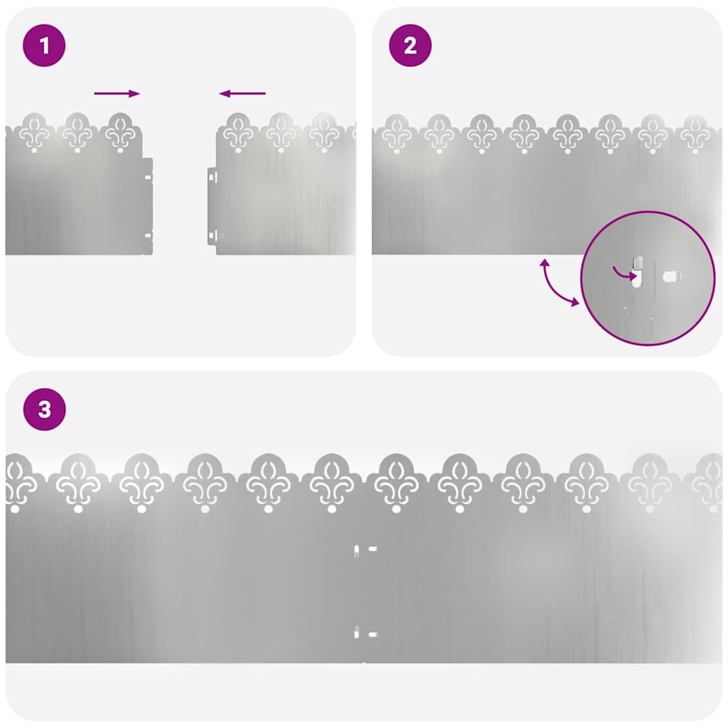 Gazonranden 10 pcs Zilver 103 x 0,05 x 22 cm