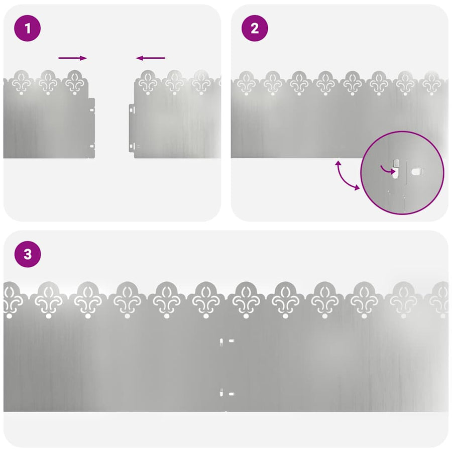 Gazonranden 10 pcs Zilver 103 x 0,05 x 22 cm