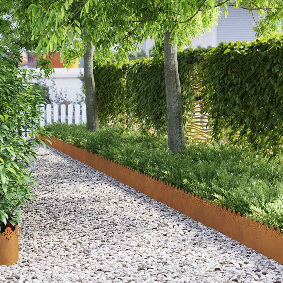 Gazonranden 10 pcs Roestig 103 x 0,05 x 22 cm Cortenstaal