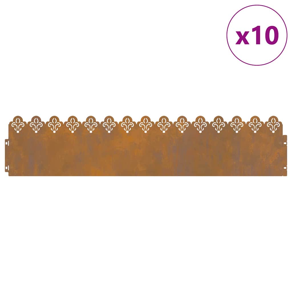 Gazonranden 10 pcs Roestig 103 x 0,05 x 22 cm Cortenstaal