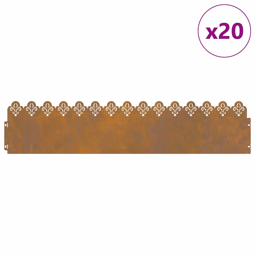Gazonranden 20 pcs Roestig 103 x 0,05 x 22 cm Cortenstaal