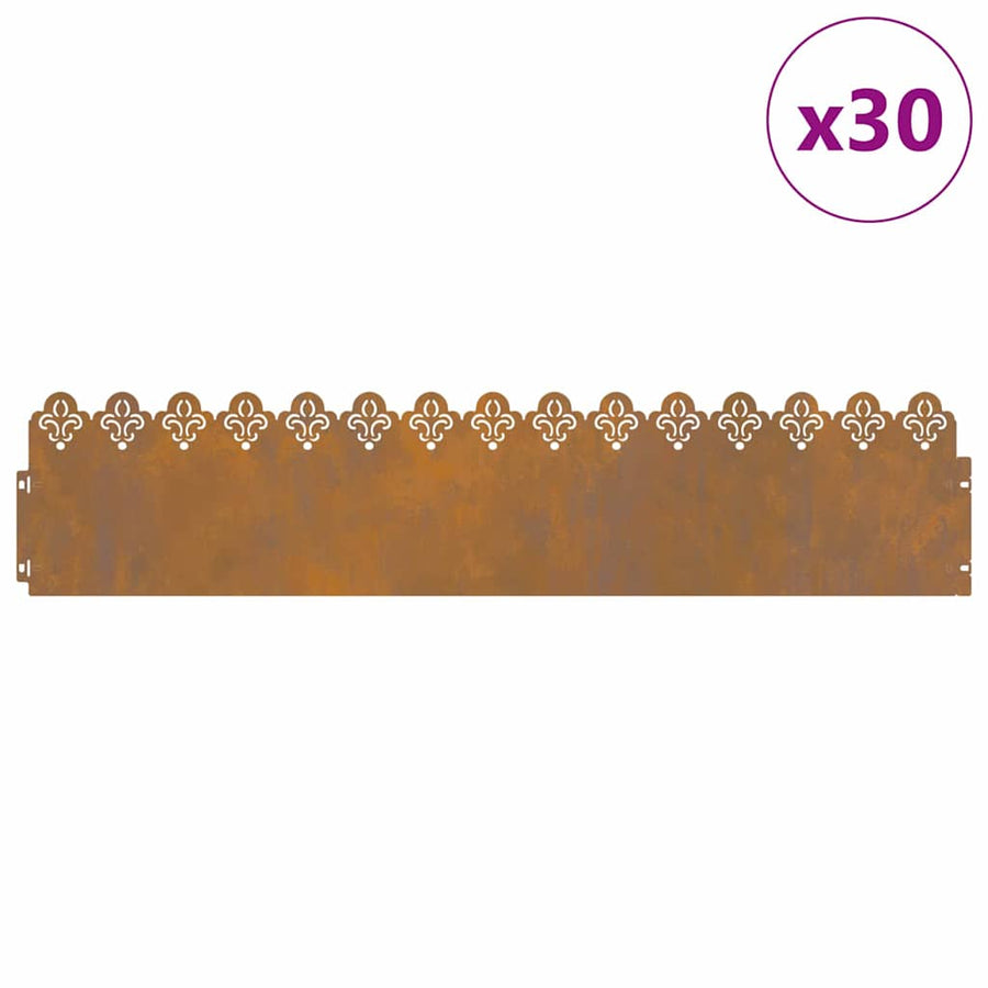 Gazonranden 30 pcs Roestig 103 x 0,05 x 22 cm Cortenstaal