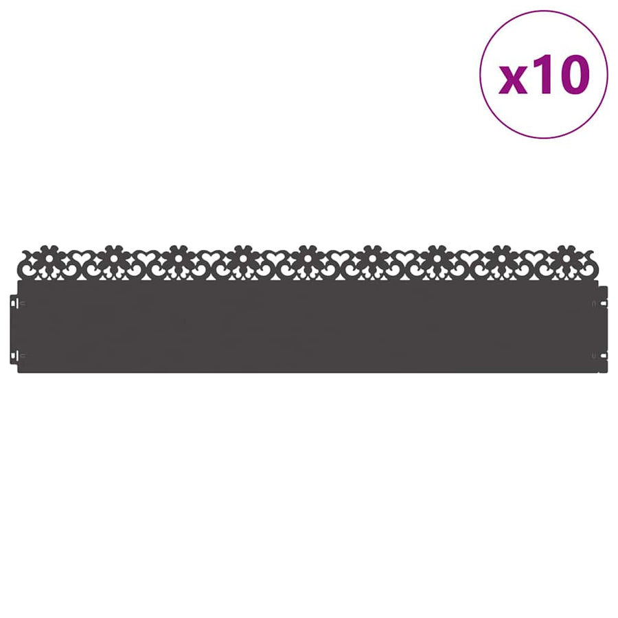 Gazonranden 10 pcs Zwart 103 x 0,05 x 22 cm Staal