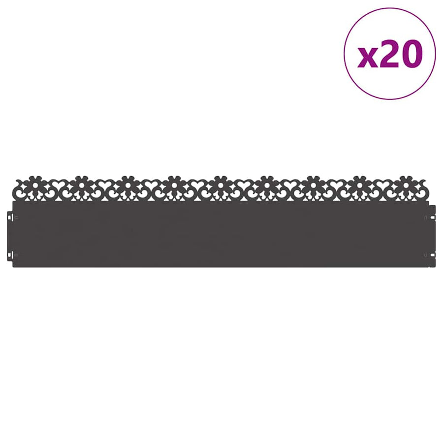 Gazonranden 20 pcs Zwart 103 x 0,05 x 22 cm Staal