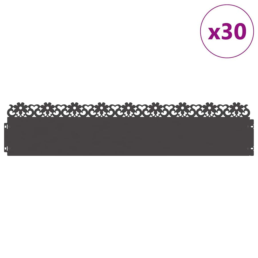 Gazonranden 30 pcs Zwart 103 x 0,05 x 22 cm Staal