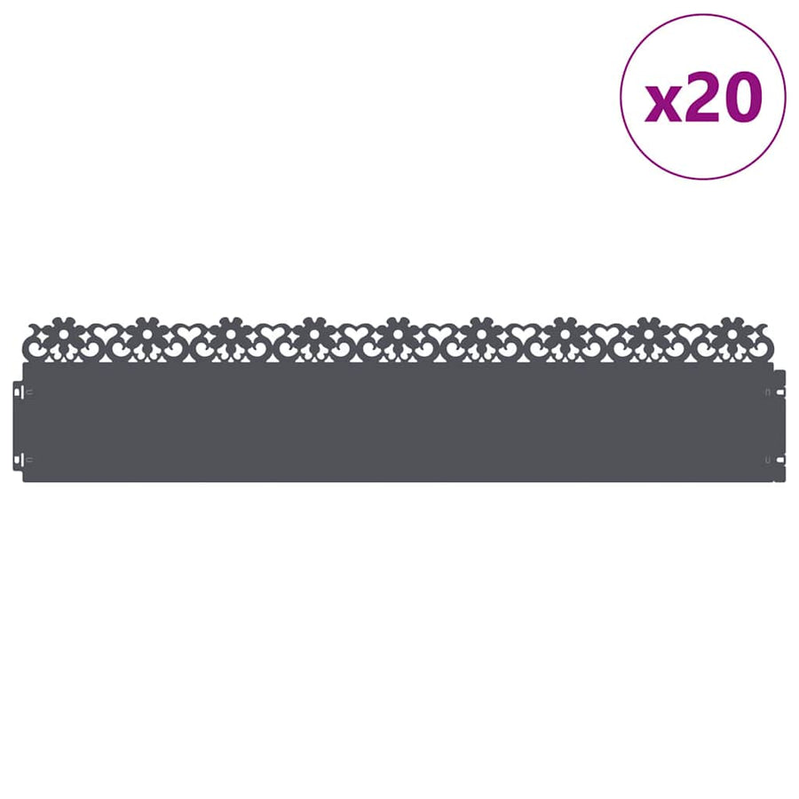 Gazonranden 20 pcs Antraciet 103 x 0,05 x 22 cm Staal