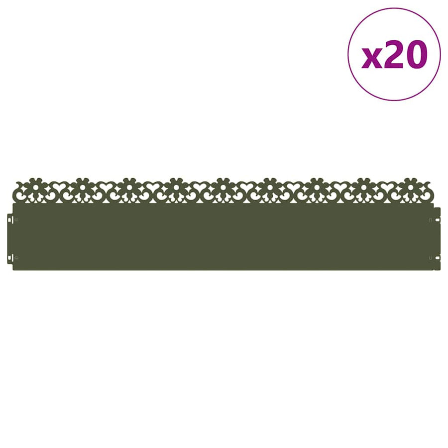Gazonranden 20 pcs Olijf Groen 103 x 0,05 x 22 cm Staal