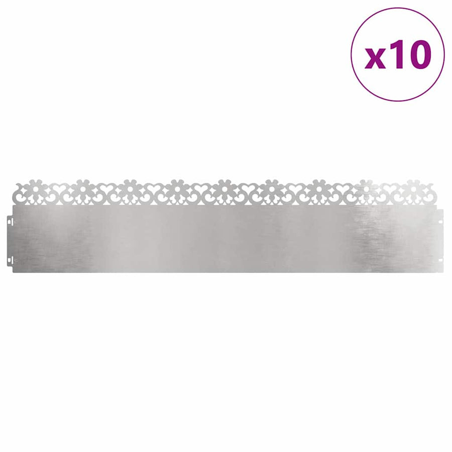 Gazonranden 10 pcs Zilver 103 x 0,05 x 22 cm Roestvrij staal