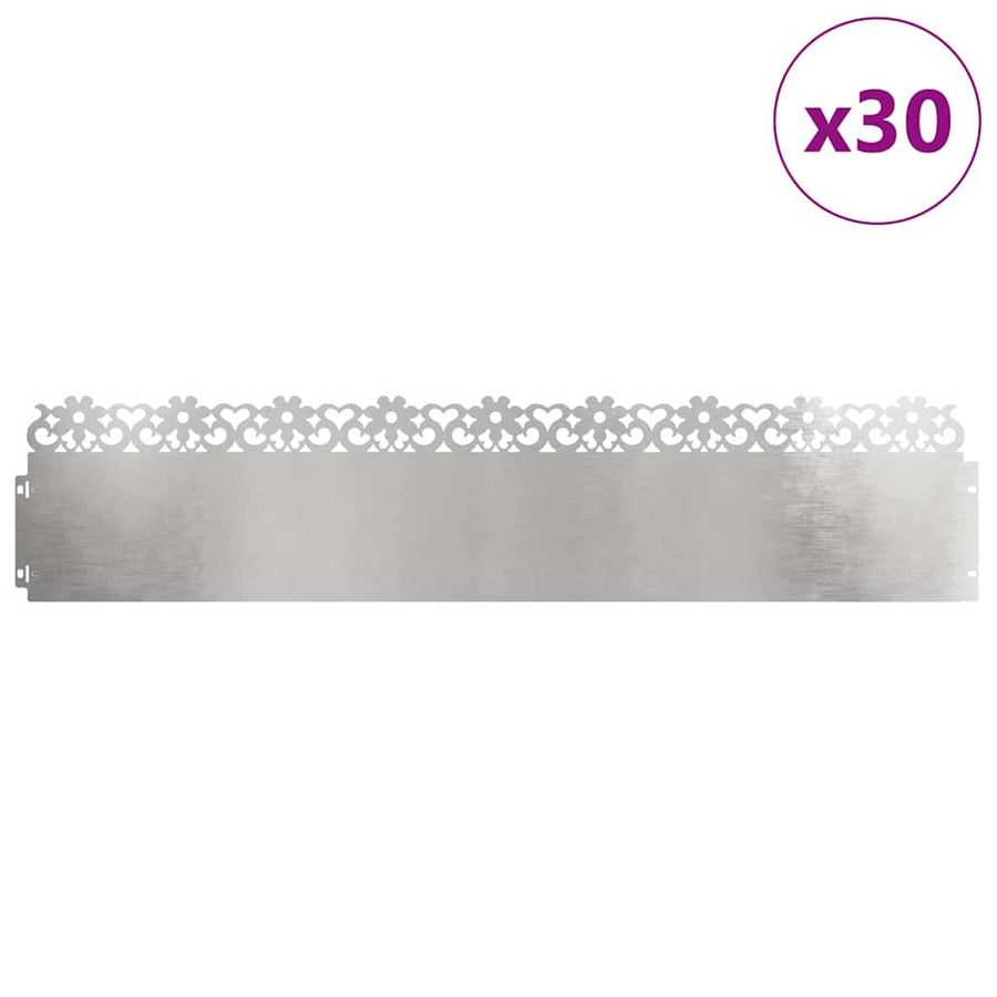 Gazonranden 30 pcs Zilver 103 x 0,05 x 22 cm Roestvrij staal