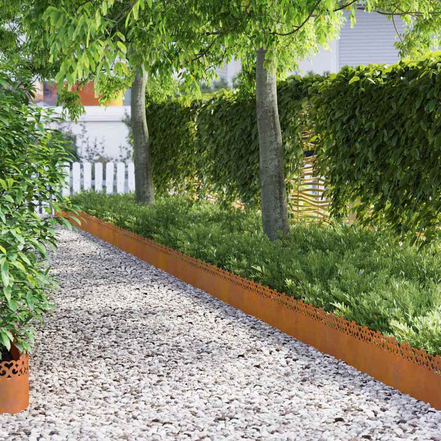 Gazonranden 30 pcs Roestig 103 x 0,05 x 22 cm Cortenstaal