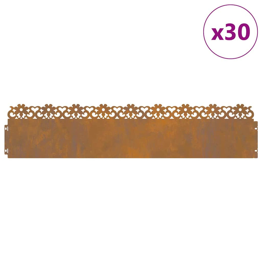 Gazonranden 30 pcs Roestig 103 x 0,05 x 22 cm Cortenstaal