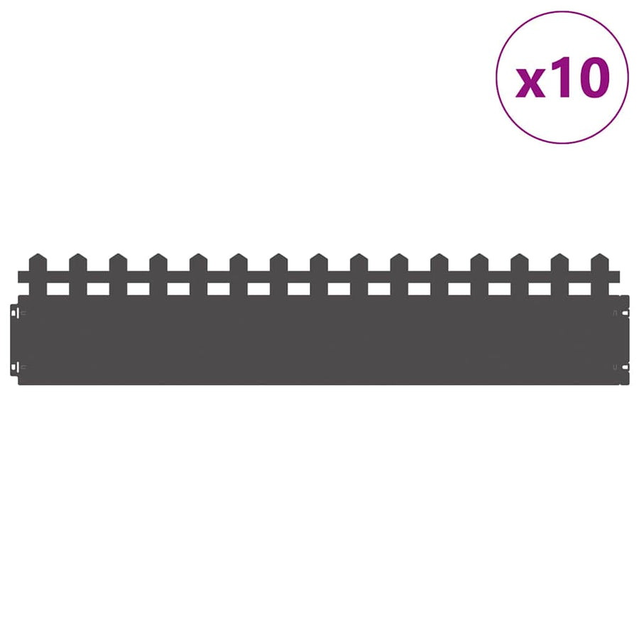 Gazonranden 10 pcs Zwart 103 x 0,05 x 22 cm Staal