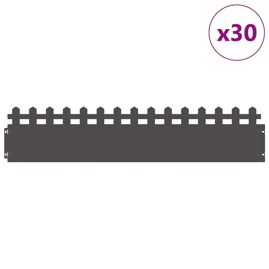 Gazonranden 30 pcs Zwart 103 x 0,05 x 22 cm Staal
