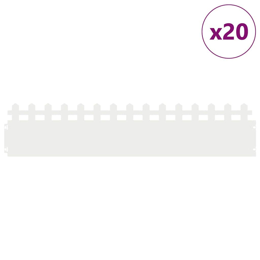 Gazonranden 20 pcs Wit 103 x 0,05 x 22 cm Staal