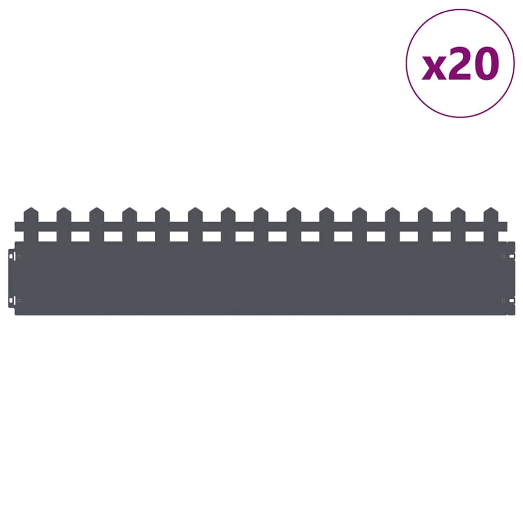 Gazonranden 20 pcs Antraciet 103 x 0,05 x 22 cm Staal