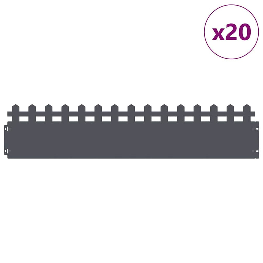 Gazonranden 20 pcs Antraciet 103 x 0,05 x 22 cm Staal