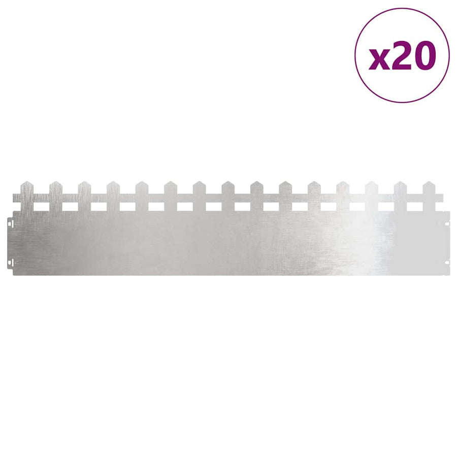 Gazonranden 20 pcs Zilver 103 x 0,05 x 22 cm Roestvrij staal