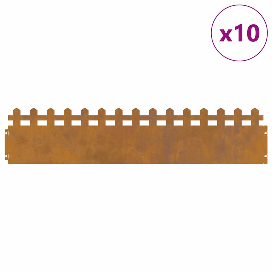 Gazonranden 10 pcs Roestig 103 x 0,05 x 22 cm Cortenstaal