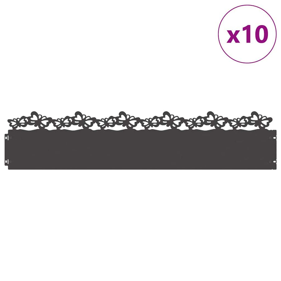 Gazonranden 10 pcs Zwart 103 x 0,05 x 22 cm Staal