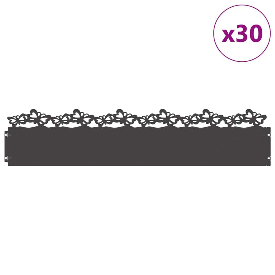 Gazonranden 30 pcs Zwart 103 x 0,05 x 22 cm Staal