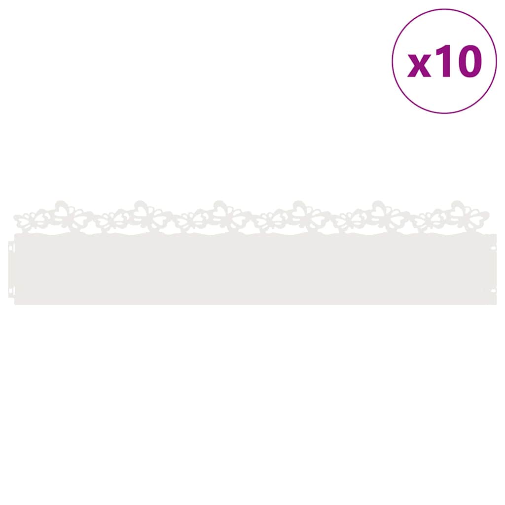Gazonranden 10 pcs Wit 103 x 0,05 x 22 cm Staal