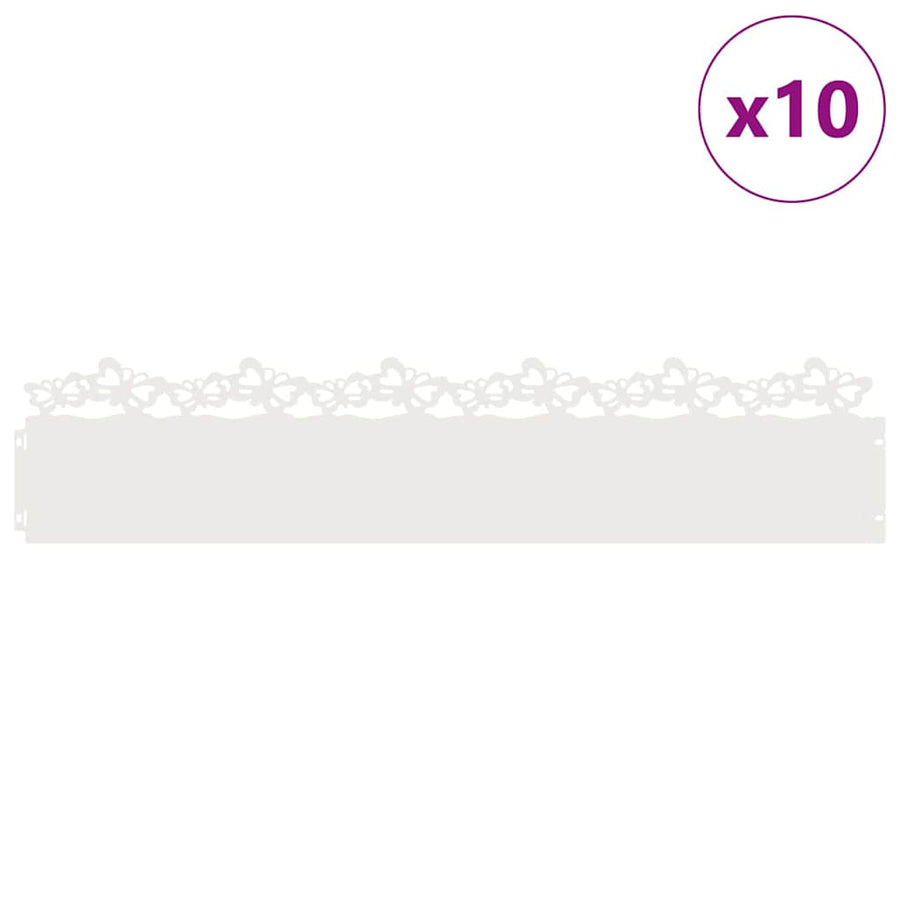 Gazonranden 10 pcs Wit 103 x 0,05 x 22 cm Staal