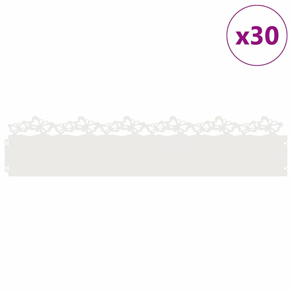 Gazonranden 30 pcs Wit 103 x 0,05 x 22 cm Staal