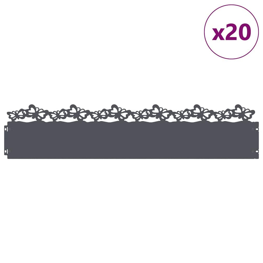 Gazonranden 20 pcs Antraciet 103 x 0,05 x 22 cm Staal