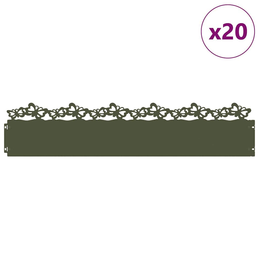 Gazonranden 20 pcs Olijf Groen 103 x 0,05 x 22 cm Staal