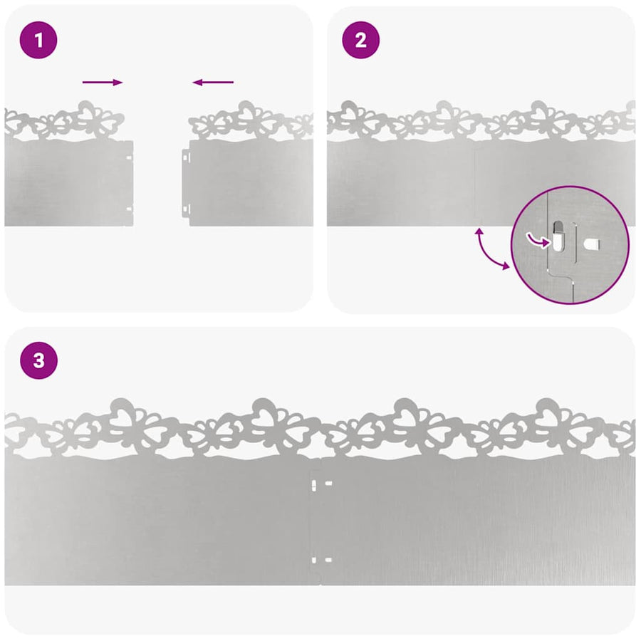 Gazonranden 10 pcs Zilver 103 x 0,05 x 22 cm Roestvrij staal