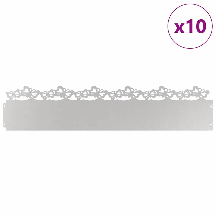 Gazonranden 10 pcs Zilver 103 x 0,05 x 22 cm Roestvrij staal