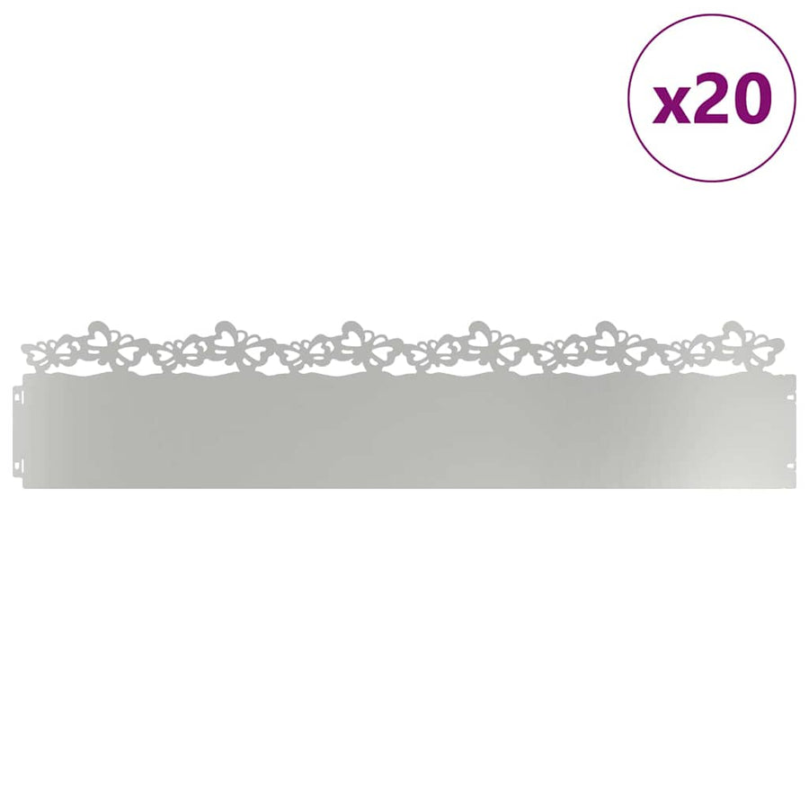 Gazonranden 20 pcs Zilver 103 x 0,05 x 22 cm